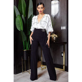 Square Print Woven Top Detailed Fashion Jumpsuit