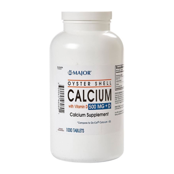 Major Joint Health Oyster Shell Calcium with Vitamin D Supplement, 500 mg