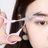 Stainless Steel Eyebrow Trimmer Set, Curved Eyebrow Razor and Scissors With Comb