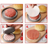 Stainless Steel Hamburger Patty Press with Wooden Handle