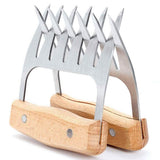 Stainless Steel Meat-Shredding Claws with Wooden Handle