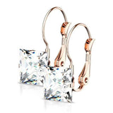 Stainless Steel Square CZ Gem Earrings