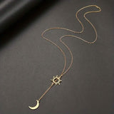 Stainless Steel Sun Totem and Moon Necklace