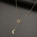 Stainless Steel Sun Totem and Moon Necklace