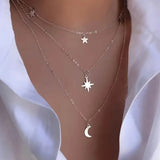 Star Moon Multi-layer Pendant Necklace