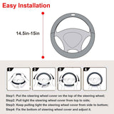 Steering Wheel Cover 14.5"- 15" Diameter Universal Fiber Leather