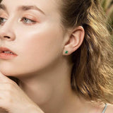 Sterling Silver 925 Princess Cut Emerald Studs