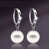 Sterling Silver Diamond Cut Pearl Drop Earrings