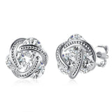 Sterling Silver Floating Stones Caged Earrings with Swarovski Crystals