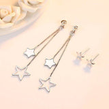 Sterling Silver Long Star Drop Earrings