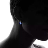 Sterling Silver Sapphire Diamond Cut Earring