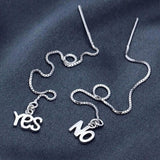 Sterling Silver Yes And No Long Threader Earrings