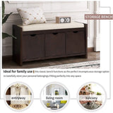 Storage Bench with Removable Cushion and 3 Flip Lock Storage Cubbies