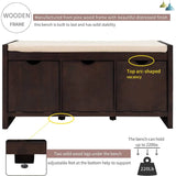 Storage Bench with Removable Cushion and 3 Flip Lock Storage Cubbies