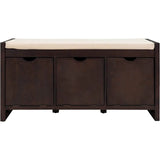 Storage Bench with Removable Cushion and 3 Flip Lock Storage Cubbies