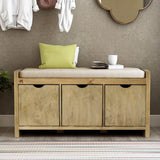 Storage Bench with Removable Cushion and 3 Flip Lock Storage Cubbies