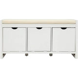 Storage Bench with Removable Cushion and 3 Flip Lock Storage Cubbies