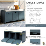 Storage Bench with Removable Cushion and 3 Flip Lock Storage Cubbies
