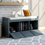Storage Bench with Removable Cushion and 3 Flip Lock Storage Cubbies