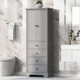 Storage Cabinet with 2 Doors and 4 Drawers for Bathroom, Office, Adjustable Shelf, MDF Board with Painted Finish