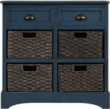 Storage Cabinet with 2 Drawers and 4 Rattan Baskets