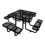 Large 46" Stylish Square Steel Picnic Table W/ Thermoplastic Coating & Umbrella Hole (SAK90547)
