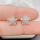 Stylish Zirconia Petal Flower Stud Earrings