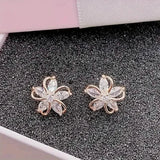 Stylish Zirconia Petal Flower Stud Earrings