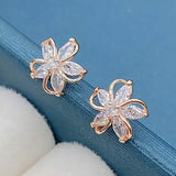 Stylish Zirconia Petal Flower Stud Earrings