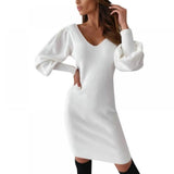 Summark Ladies Lace Long Sleeve Casual Slim Dress