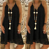 Summer Women's Loose V-neck Sling Sleeveless Dress
