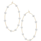 Super Huge Circle Pearls Earrings Thin Dangle