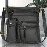 Super Soft Genuine Leather Top Belt Accent Crossbody Bag