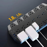 Superdanny 18 AC Outlets Surge Protector Power Strip with 2 USB C and 2 USB A Ports