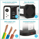Surge Protector Tower 1800J with 4 USB A Ports, USB C (PD18W) Port, 12 AC Outlets and 10FT Cord