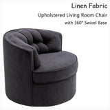 Swivel Accent Linen Fabric Bucket Reading Chair