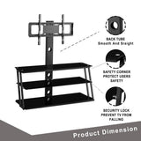 Swivel Floor TV Stand with Angle and Height Adjustable Tempered Glass TV Stand