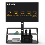 Swivel Floor TV Stand with Angle and Height Adjustable Tempered Glass TV Stand