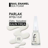 Flormar Nail Enamel - Long-Lasting, Nourishing Nail Polish with Magnesium & Calcium - 412 Sea Foam