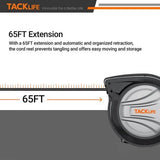 Tacklife Retractable Extension Cord, 65FT+4.5 Extension Cord Reel