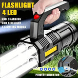 Tactical LED Flashlight, 800mAh Rechargeable Via USB, High-Power Light With 4-Mode Output