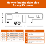 Lanceton Fifth Wheel 5th Wheel RV Trailer Cover, 300D/160g Solution-Dyed Oxford Roof (Waterproof 2000mm, UV 50+), 6-Zipper Access System, Includes 4 Tire Covers, Jack Cover & 4 Gutter Guards