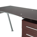 Tempered Glass Top Computer Desk with Storage