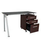 Tempered Glass Top Computer Desk with Storage