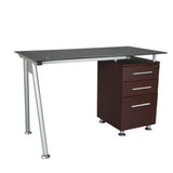 Tempered Glass Top Computer Desk with Storage
