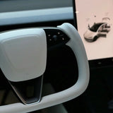 TESERY Model 3 Highland & Model Y Juniper Yoke Plaid Steering Wheel 【White Leather】