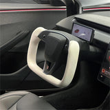 TESERY Model 3 Highland & Model Y Juniper Yoke Plaid Steering Wheel 【White Leather】