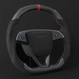 TESERY Alcantara Carbon Fiber Steering Wheel for Model 3 Highland / Model Y Juniper