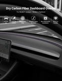 TESERY Real Dry Carbon Fiber Dashboard Cover Overlay for Model 3 Highland / Model Y Juniper