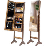 Tesmula Fashion Simple Jewelry Storage Mirror Cabinet With LED Lights